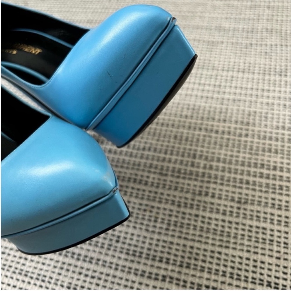 SAINT LAURENT Janis Platform Pump Glacier Baby Blue Size 36.5 - Picture 7 of 12